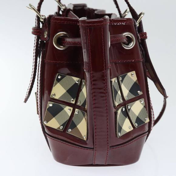 BURBERRY Hand Bag Enamel Red Silver Auth 91276 - Picture 4 of 16